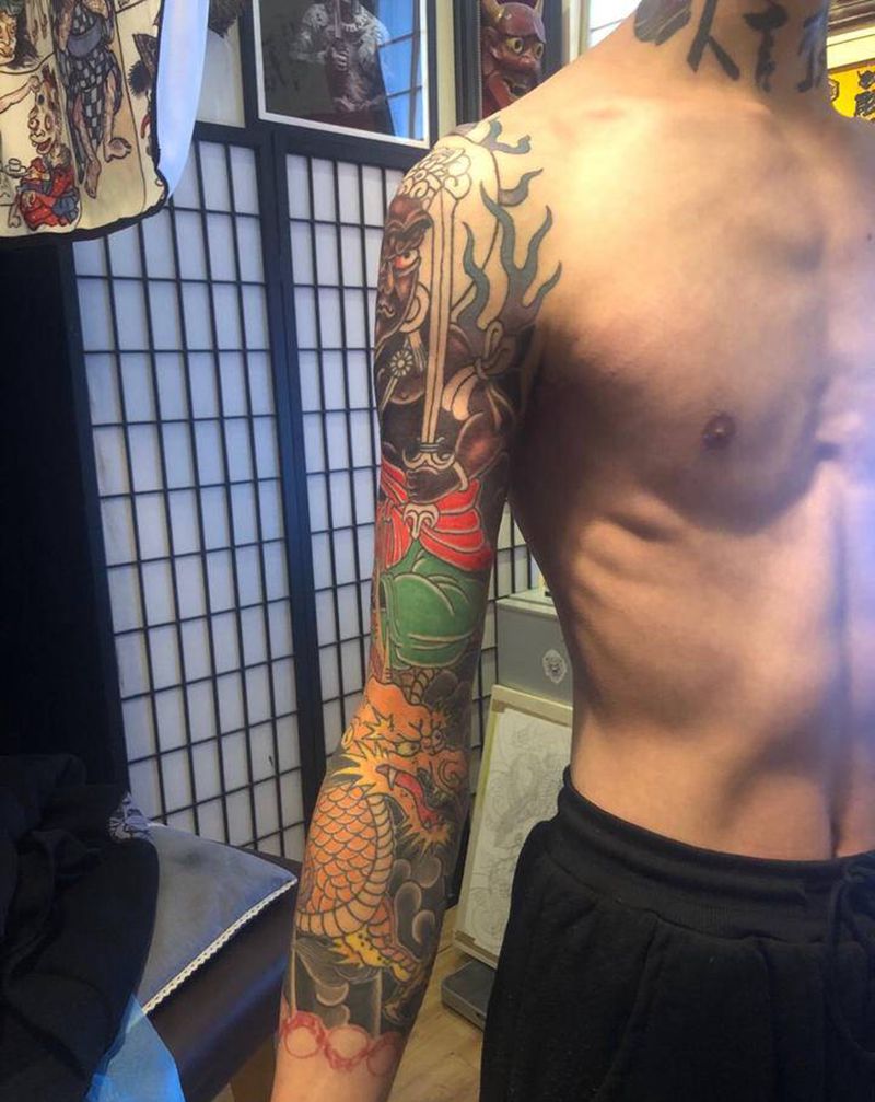 未纹身图片_手臂老传统纹身图案