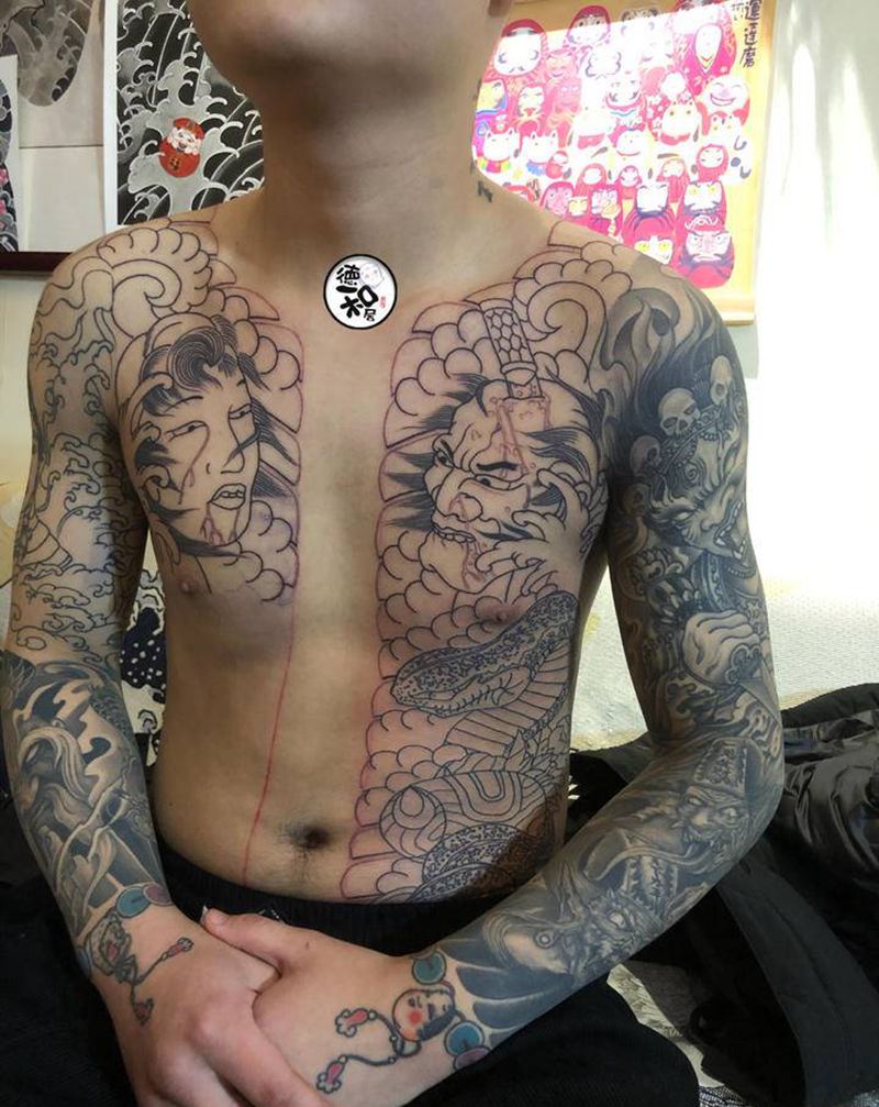 通纹身图片_老传统纹身图案