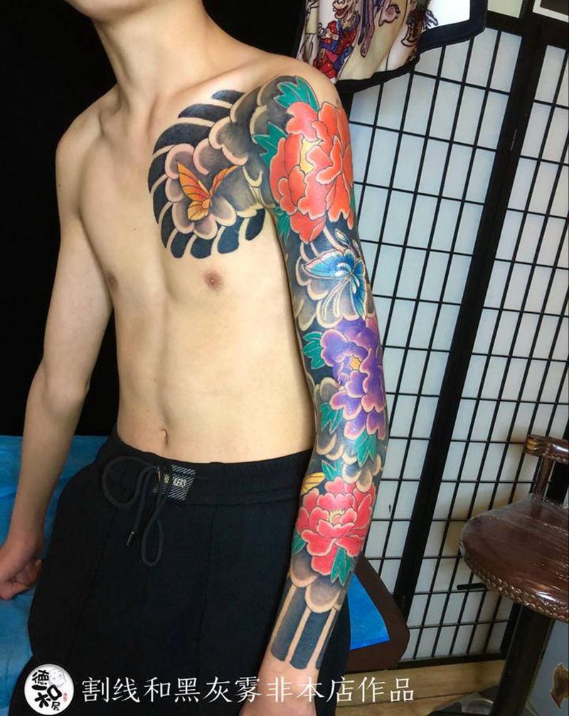 上彩色纹身图片_老传统纹身图案