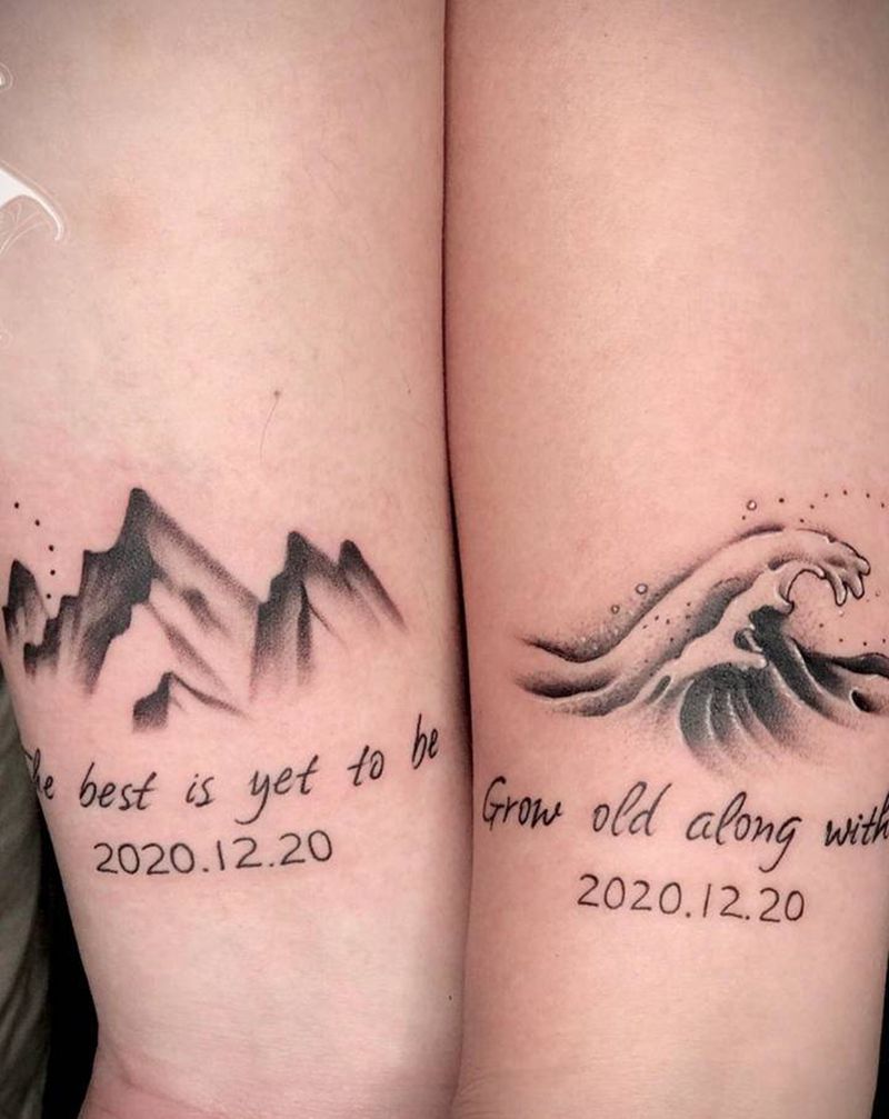 山盟海誓纹身图片_手臂点刺纹身图案