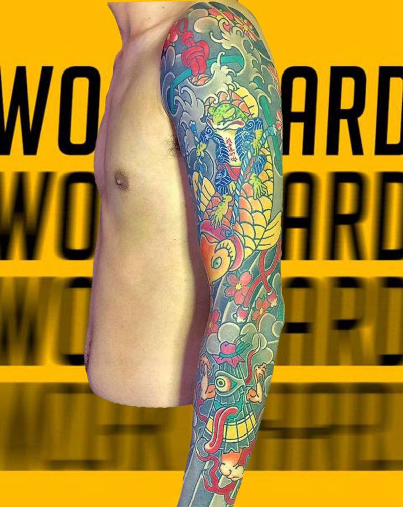 花臂纹身图片_手臂老传统纹身图案