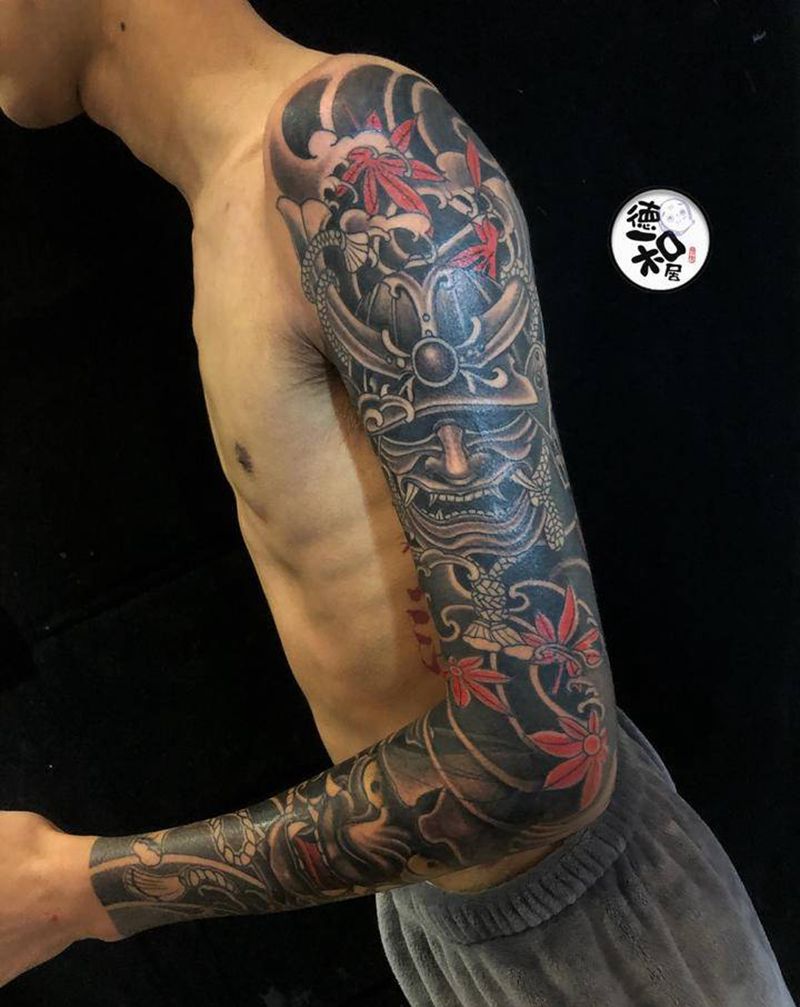 新传统花臂纹身图片_手臂老传统新传统纹身图案