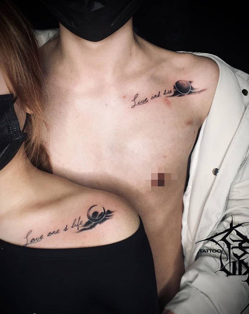 ♥️生死不渝 ♥️挚爱一生纹身图片_肩部花体字纹身图案