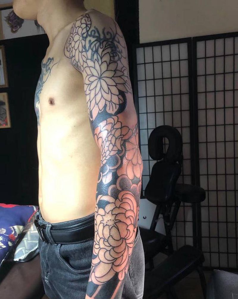 花臂纹身图片_老传统纹身图案