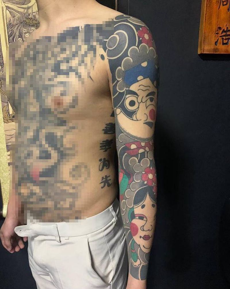 徒弟作品纹身图片_手臂老传统纹身图案