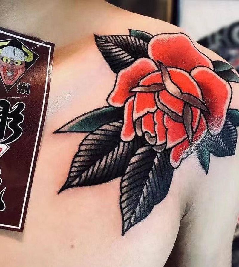 花纹身图片_Old School纹身图案