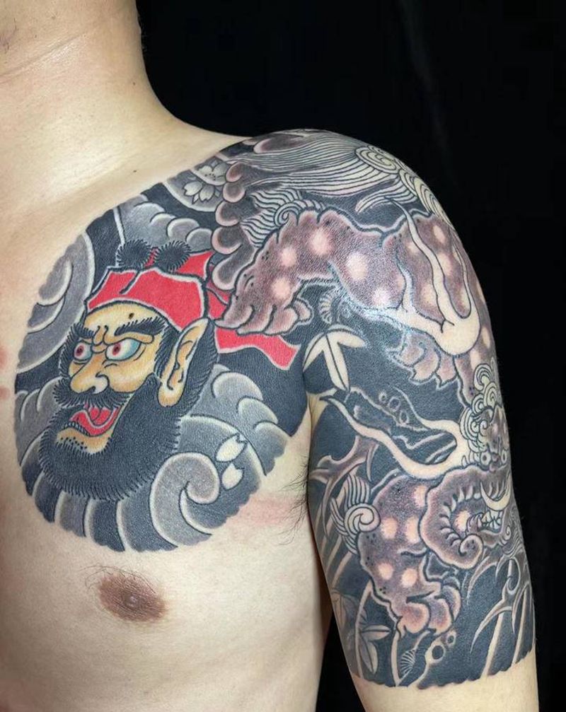 貘纹身图片_手臂老传统纹身图案