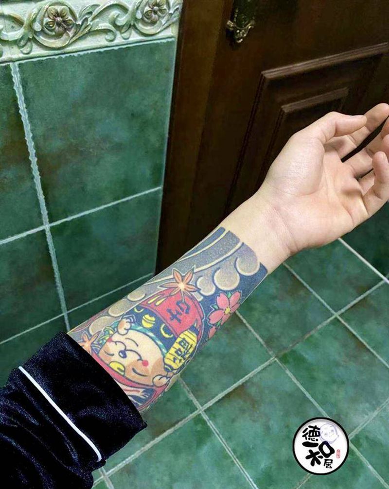 恢复后纹身图片_手臂老传统纹身图案