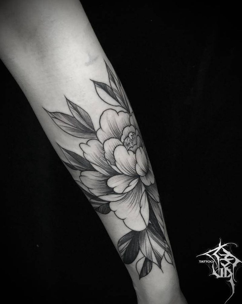 素花纹身图片_手臂点刺纹身图案