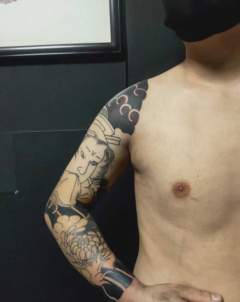 徒弟作品纹身图片_手臂老传统纹身图案