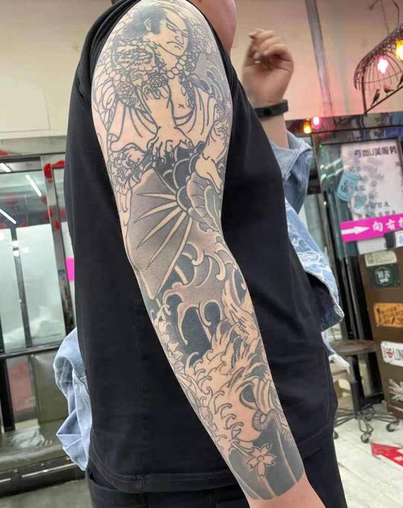 花臂纹身图片_手臂老传统纹身图案