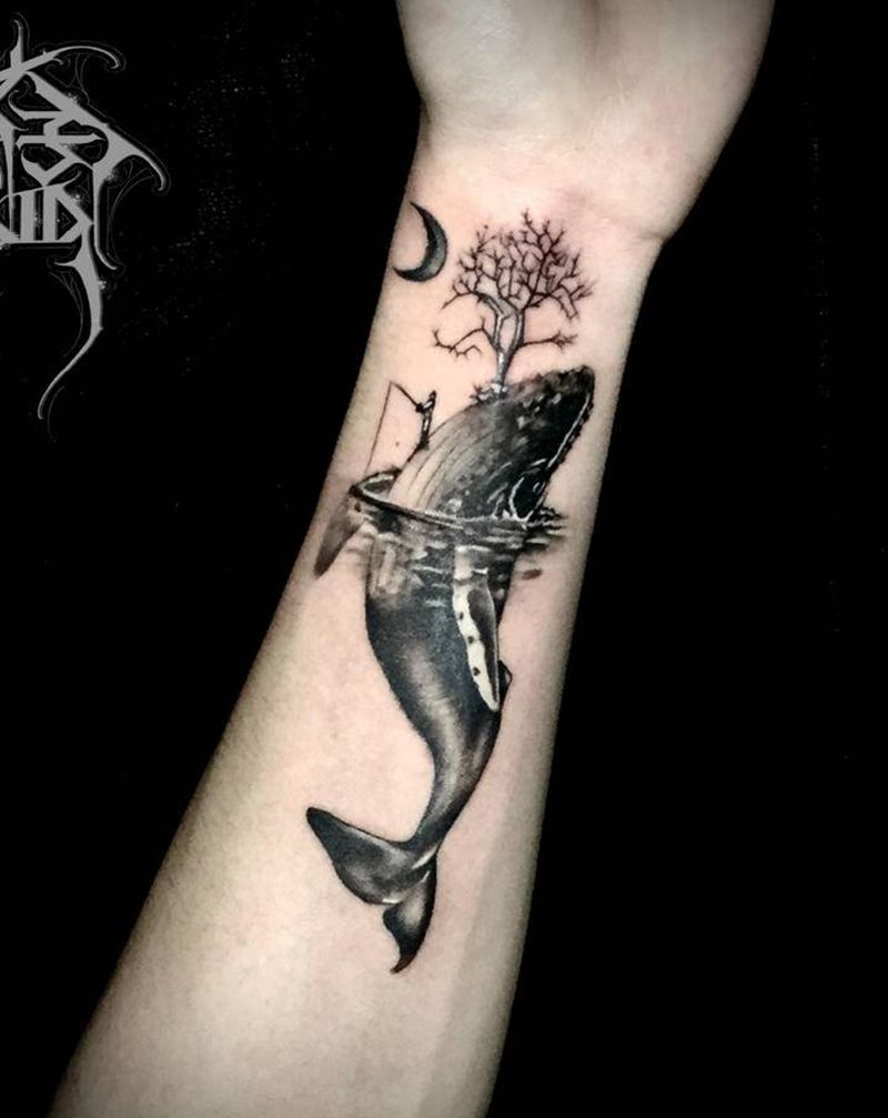 鲸鱼纹身图片_手臂纹身图案