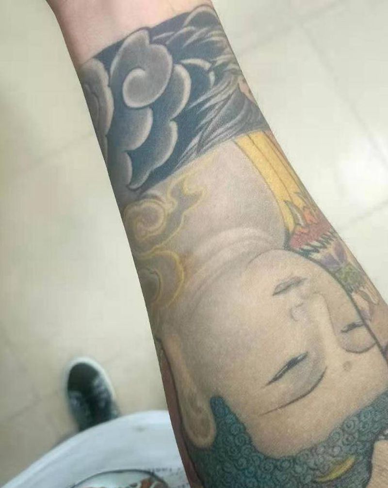 恢复后的佛纹身图片_新传统纹身图案