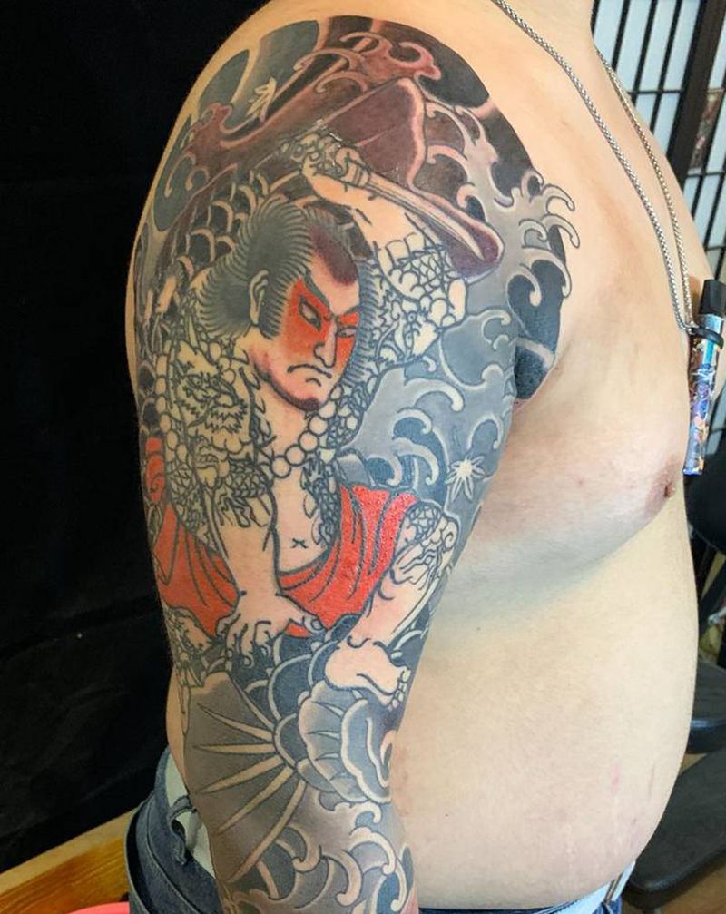 花臂纹身图片_手臂老传统纹身图案