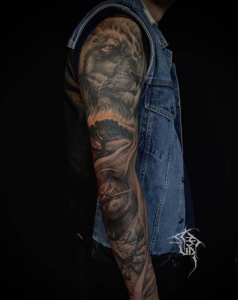 写实花臂纹身图片_手臂欧美写实纹身图案