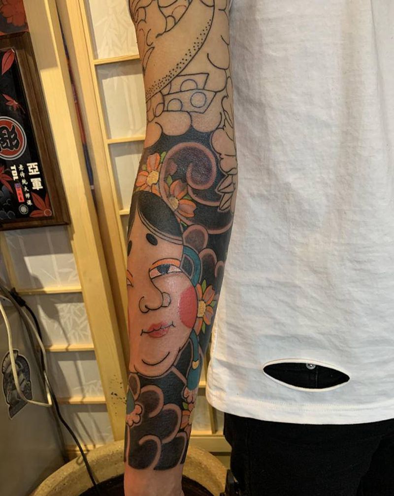 花臂纹身图片_手臂老传统纹身图案