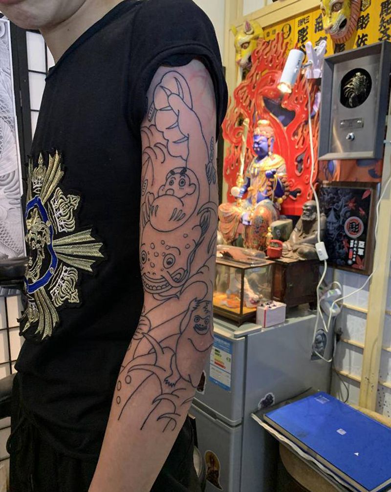 半成品纹身图片_手臂老传统纹身图案