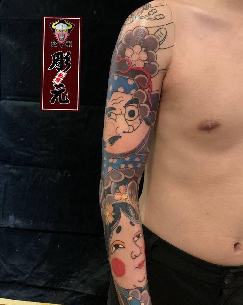 老传统花臂纹身图片_手臂老传统纹身图案