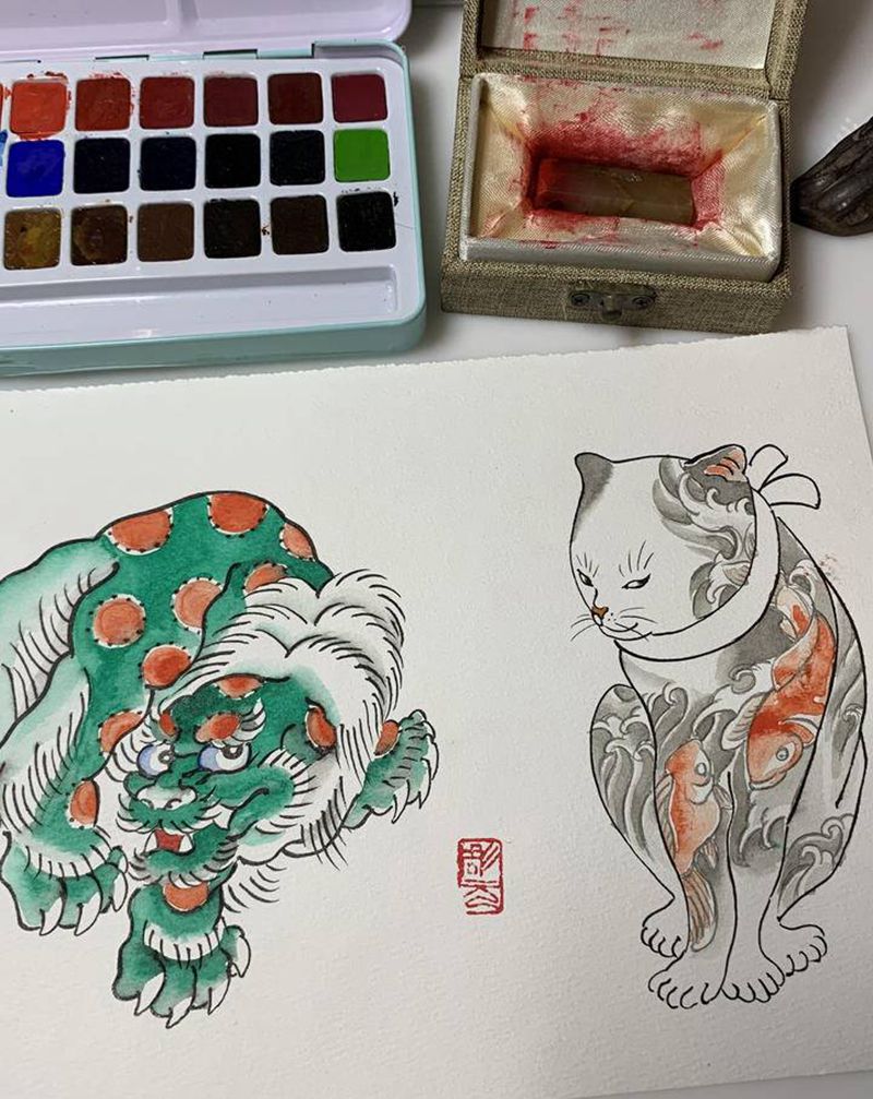 手稿纹身图片_老传统纹身图案