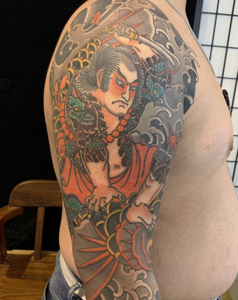 花臂纹身图片_手臂老传统纹身图案