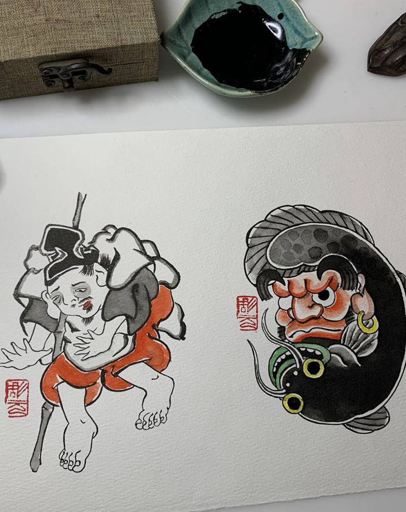 今日小绘纹身图片_老传统纹身图案