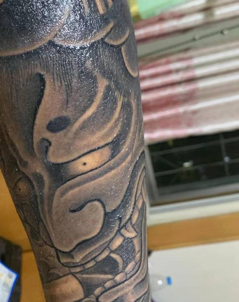 花臂局部纹身图片_手臂老传统纹身图案