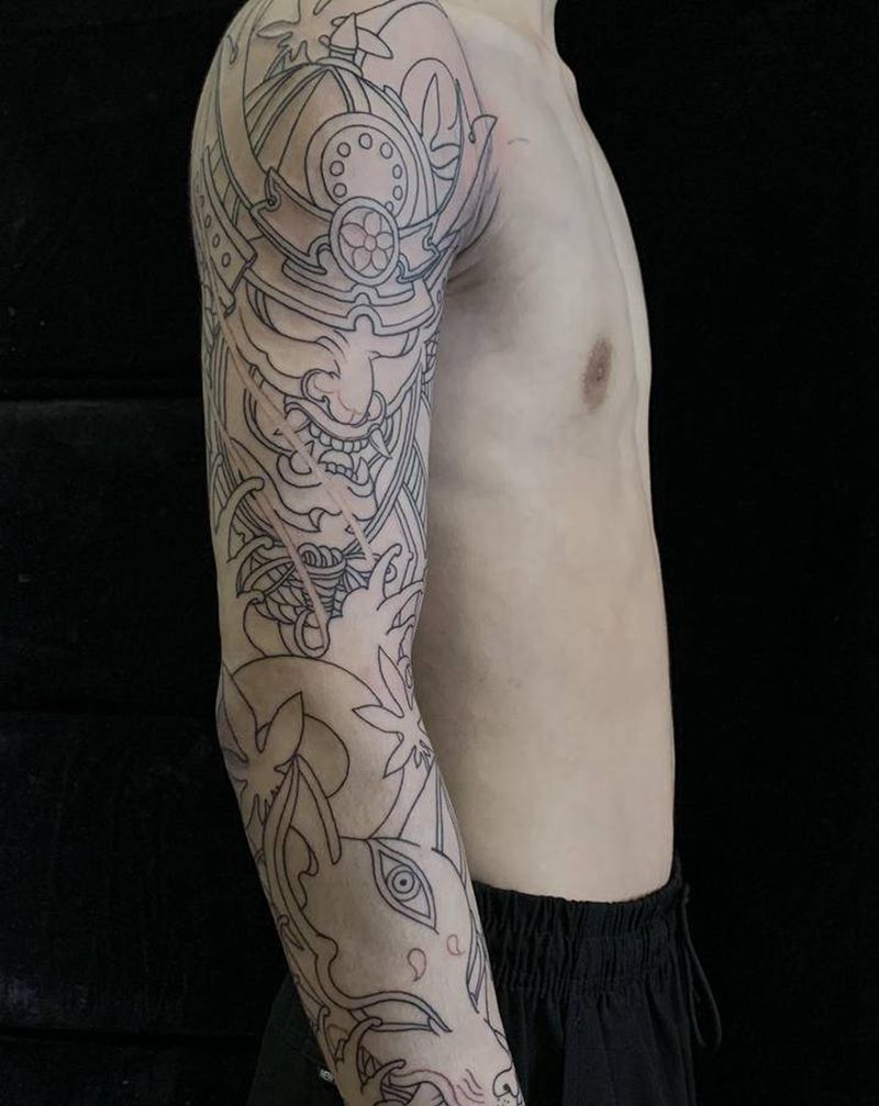 花臂纹身图片_手臂老传统纹身图案