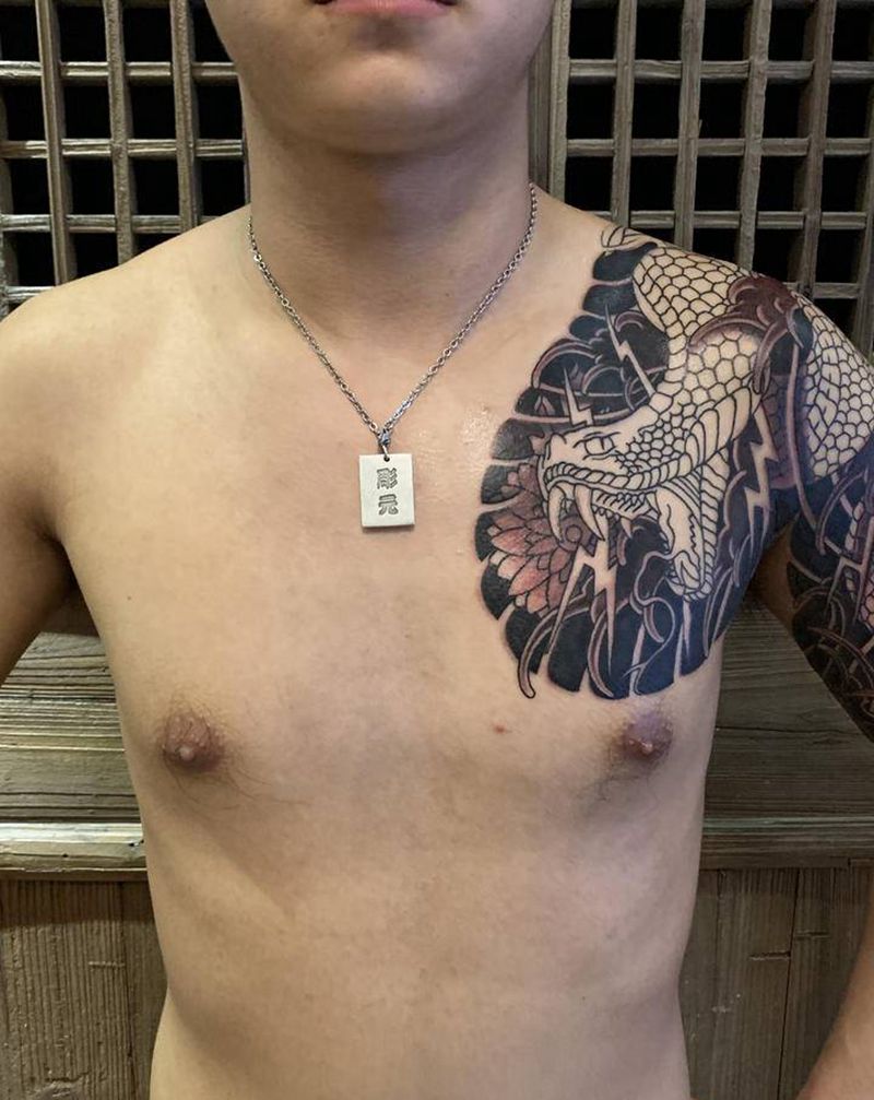 半甲纹身图片_老传统纹身图案