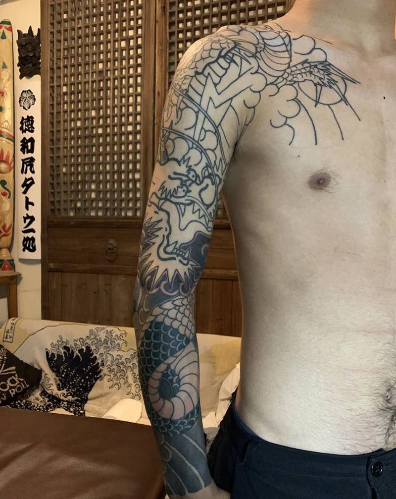 花臂纹身图片_老传统纹身图案