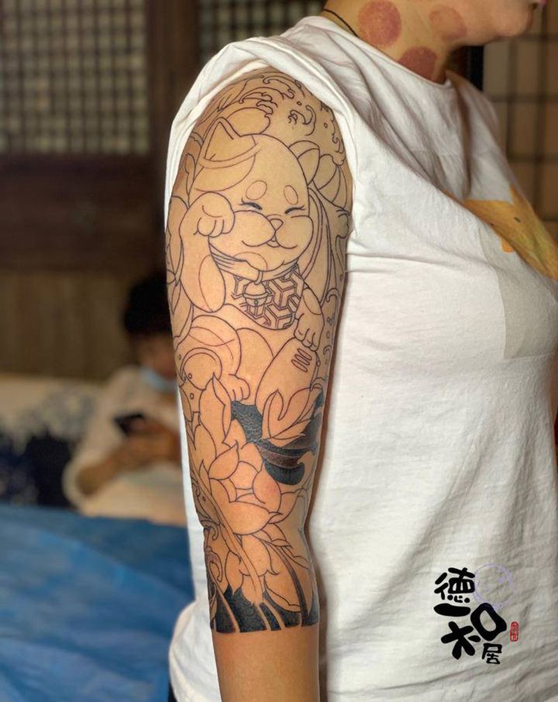 美女七分臂纹身图片_手臂老传统纹身图案