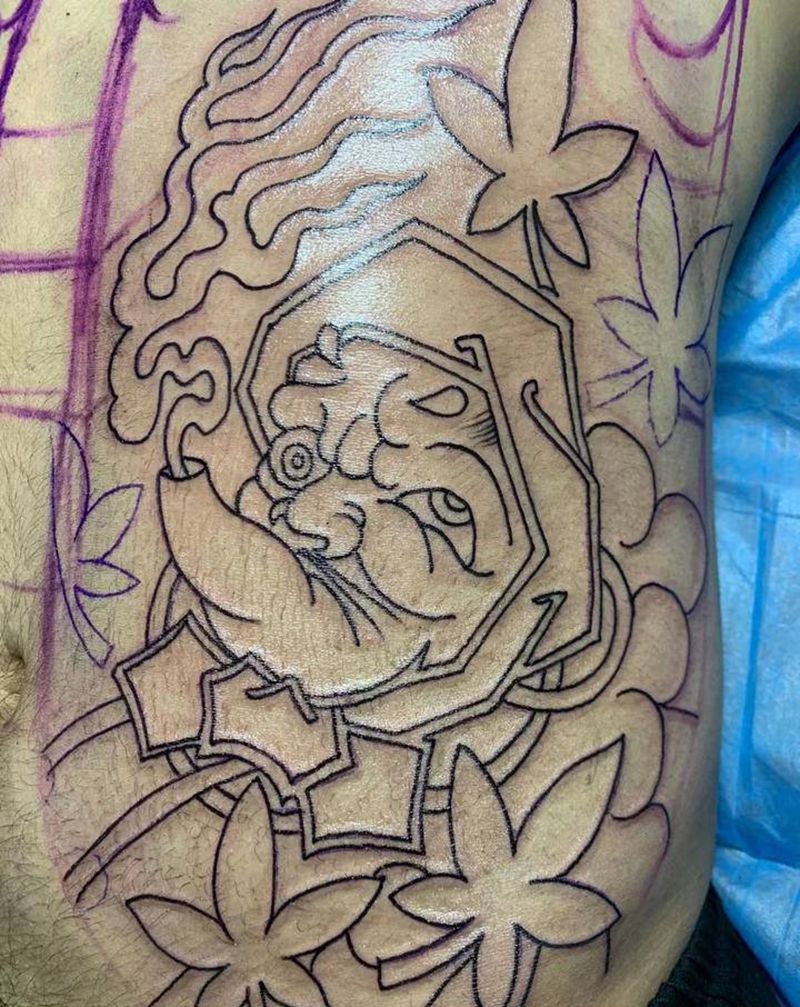 火男，勇作纹身图片_腹部纹身图案