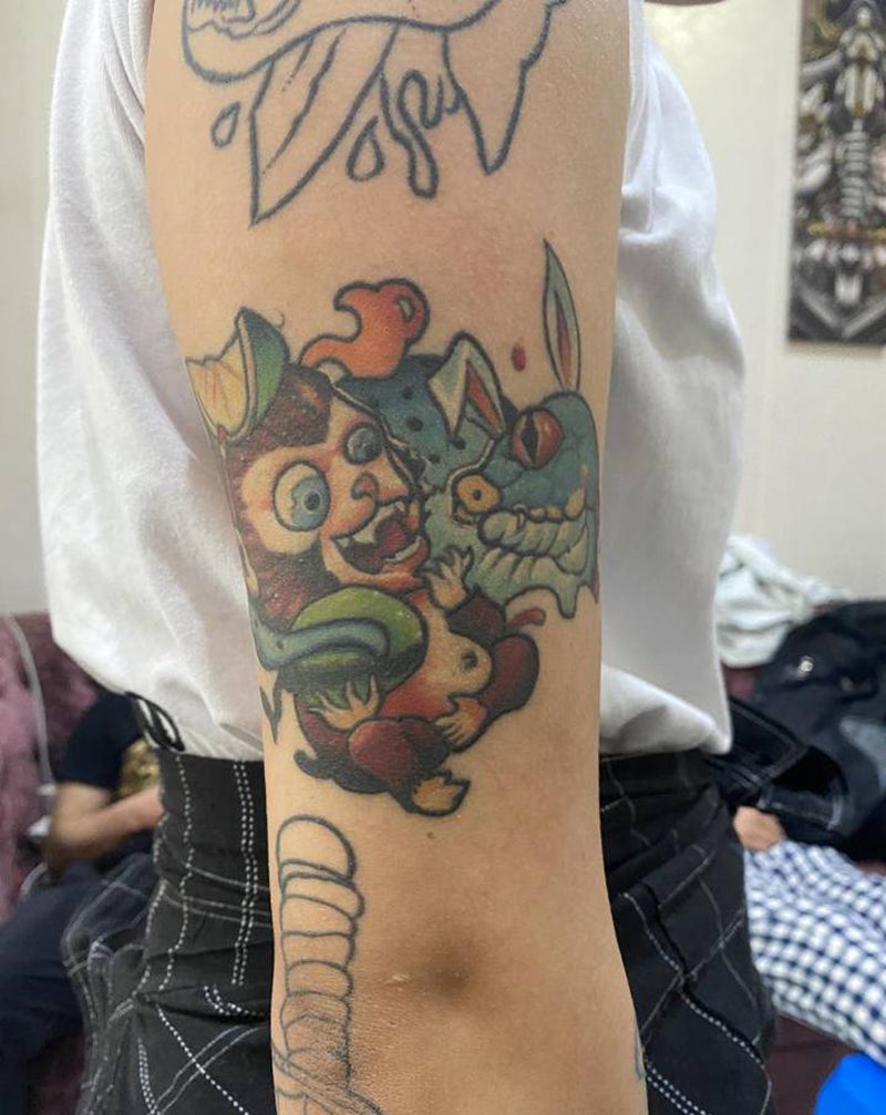 思顾恢复后纹身图片_手臂欧美写实New School纹身图案