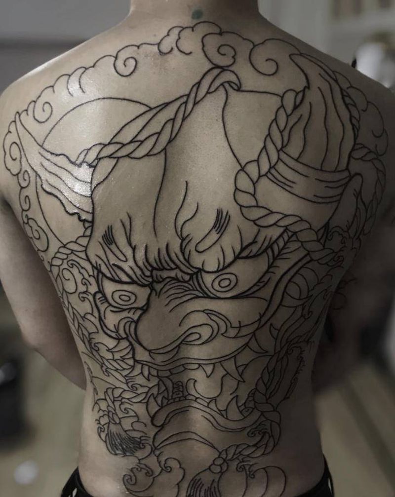 满背般若纹身图片_背部老传统新传统纹身图案