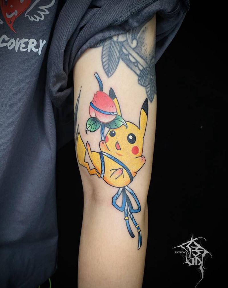 皮卡丘纹身图片_手臂Old School纹身图案