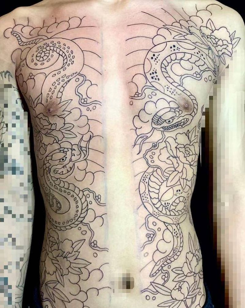 开衫勇作纹身图片_老传统纹身图案