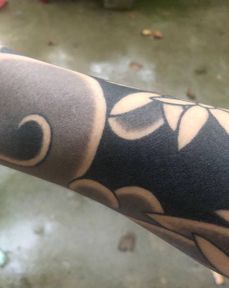 客户反馈 恢复后雾面效果纹身图片_手臂老传统纹身图案