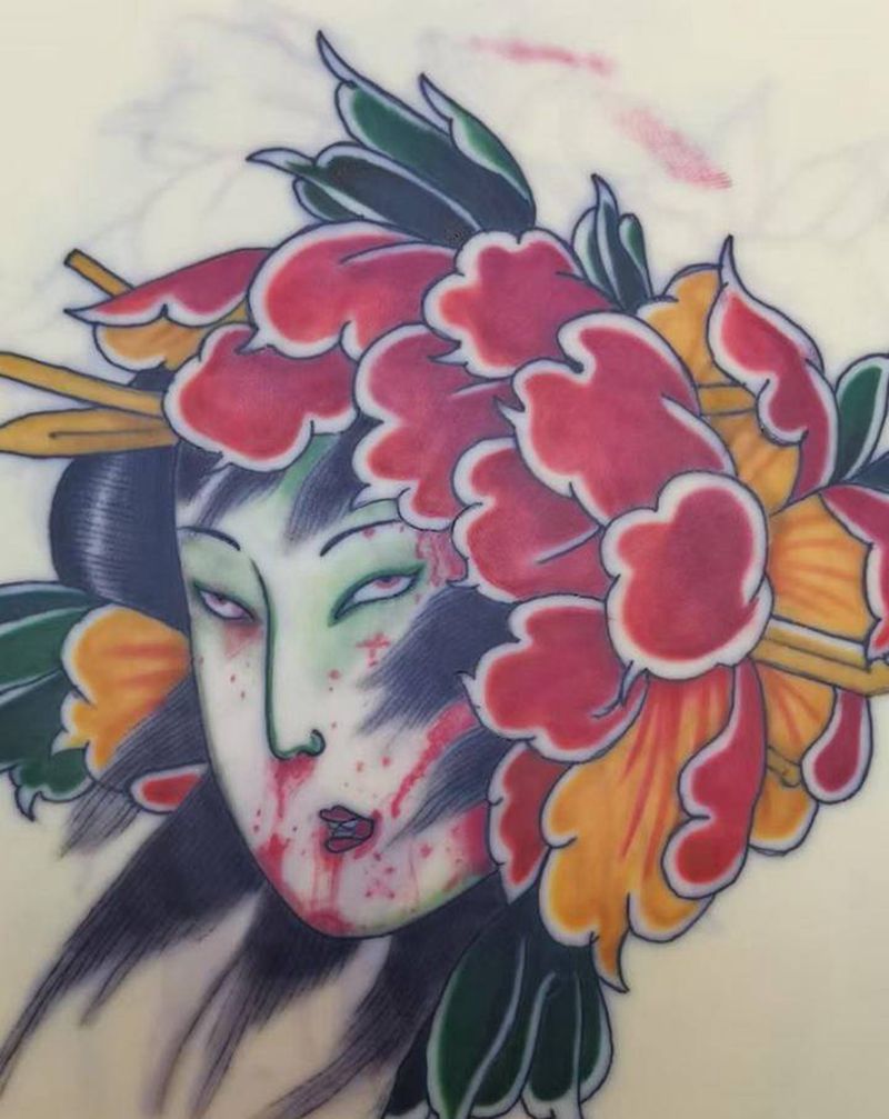 学员扎皮练习纹身图片_老传统纹身图案