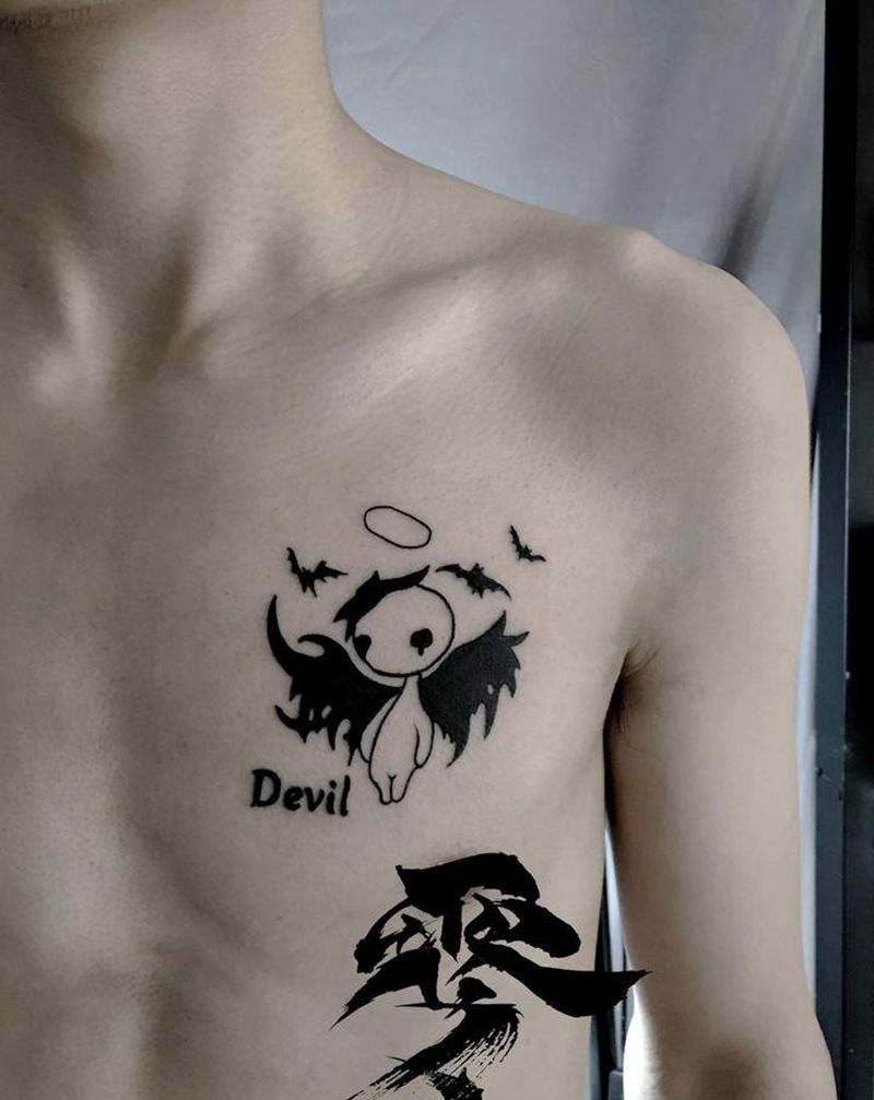 小恶魔纹身图片_胸部纹身图案