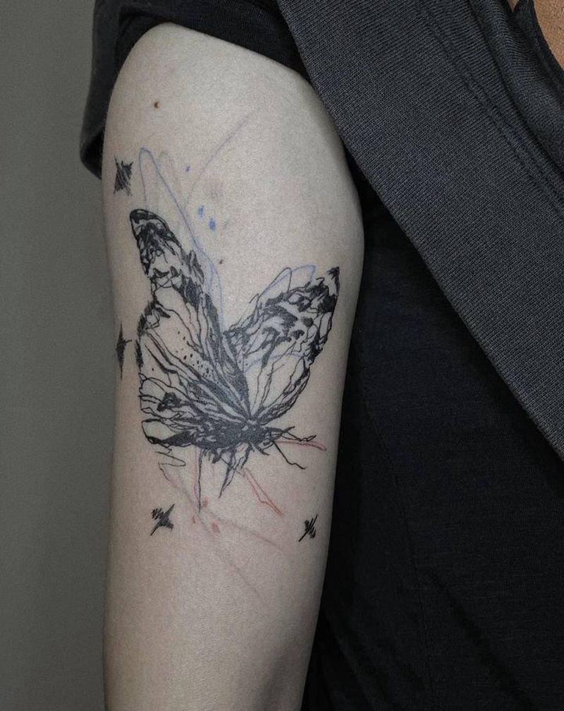 蝴蝶纹身图片_手臂纹身图案