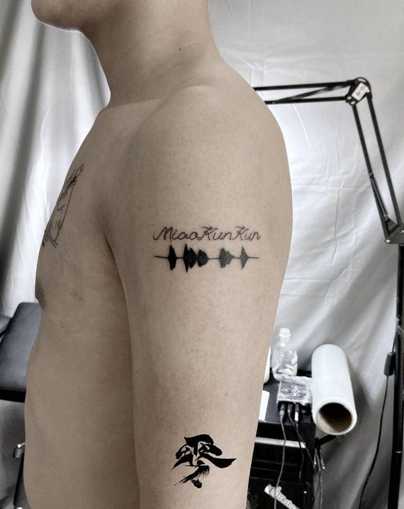 音波纹身纹身图片_肩部纹身图案