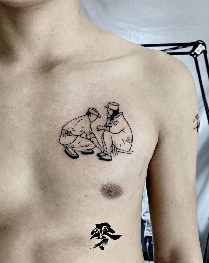 简笔画纹身图片_胸部纹身图案