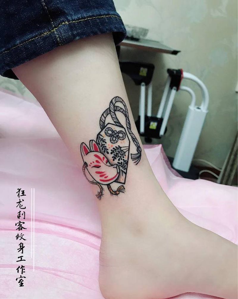 福袋纹身图片_脚部腿部老传统新传统福袋传统小清新狐狸纹身图案