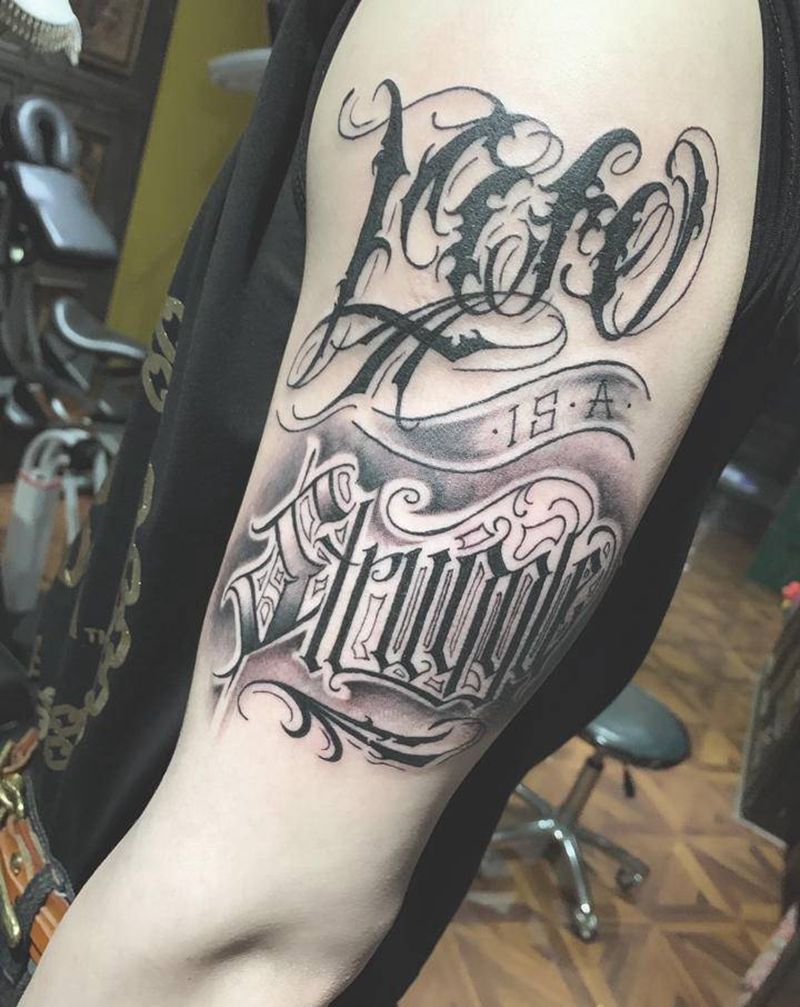 花体字纹身图片_手臂手部花体字图腾纹身图案