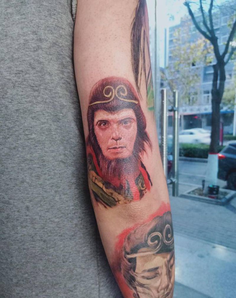 至尊宝纹身图片_手臂欧美写实纹身图案