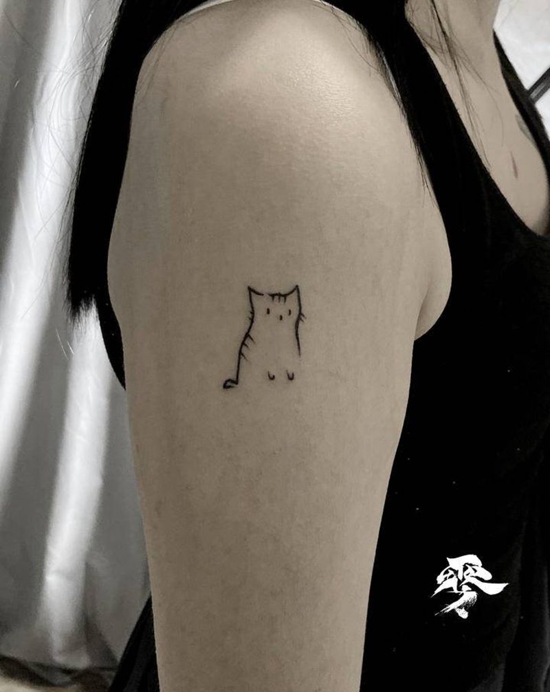 喵纹身图片_手臂纹身图案