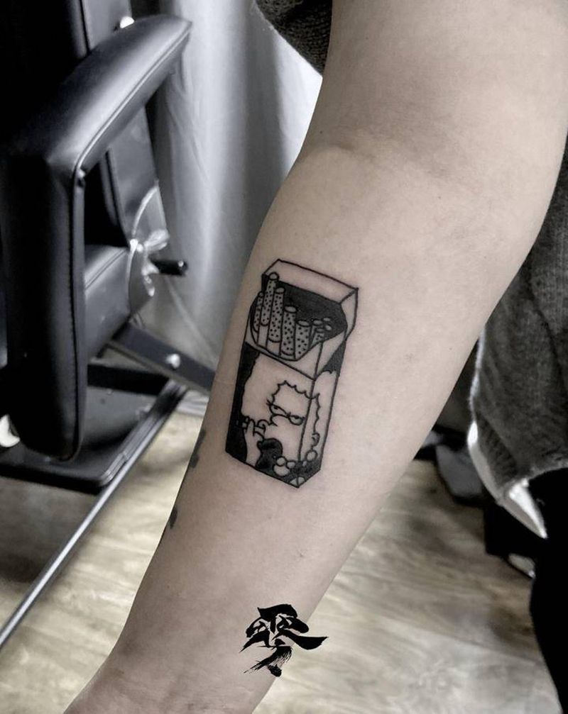 烟盒纹身图片_手臂纹身图案