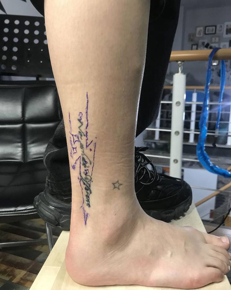 旧图遮盖纹身图片_腿部纹身图案