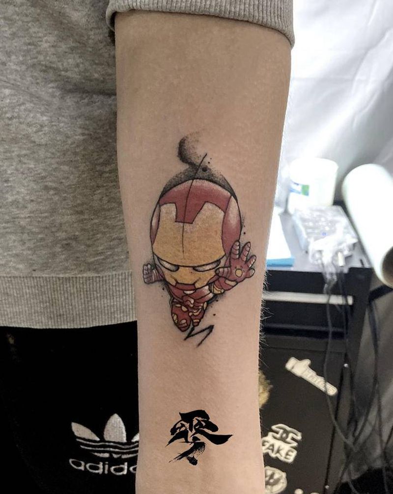 Q版钢铁侠纹身图片_手臂纹身图案