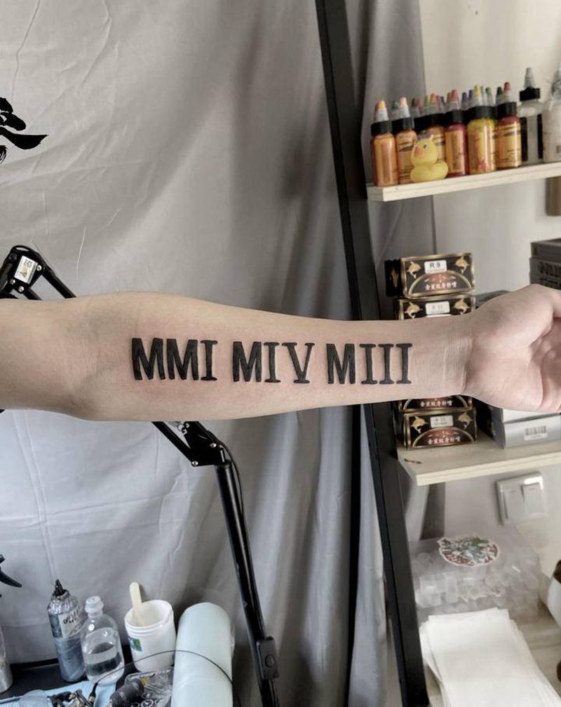 罗马数字纹身图片_手臂纹身图案