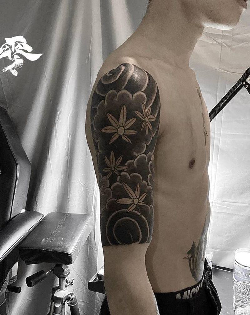 纯手绘日式传统纹身图片_手臂纹身图案
